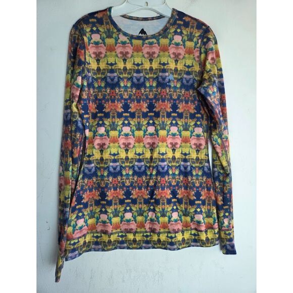 Burton Women Blue & Multicolor Print Winter Base Layer Crew Neck Top sz Medium - Picture 7 of 9
